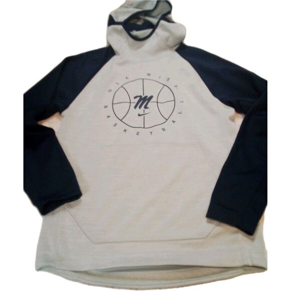 Men's Nike Ole Miss Basketball Hoodie Sweatshirt Size Small Gray / Blue - Picture 1 of 14